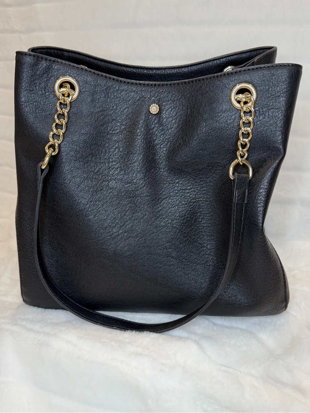 LC Lauren Conrad Black Shoulder Bag with Gold Chain Straps